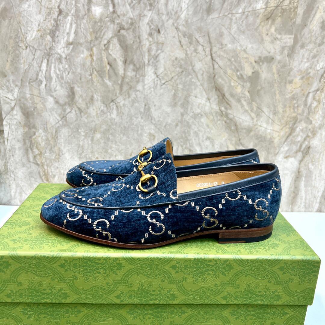Gucci Men's Gucci Jordaan GG Velvet Loafer(Upon Uk Size) - DesignerGu