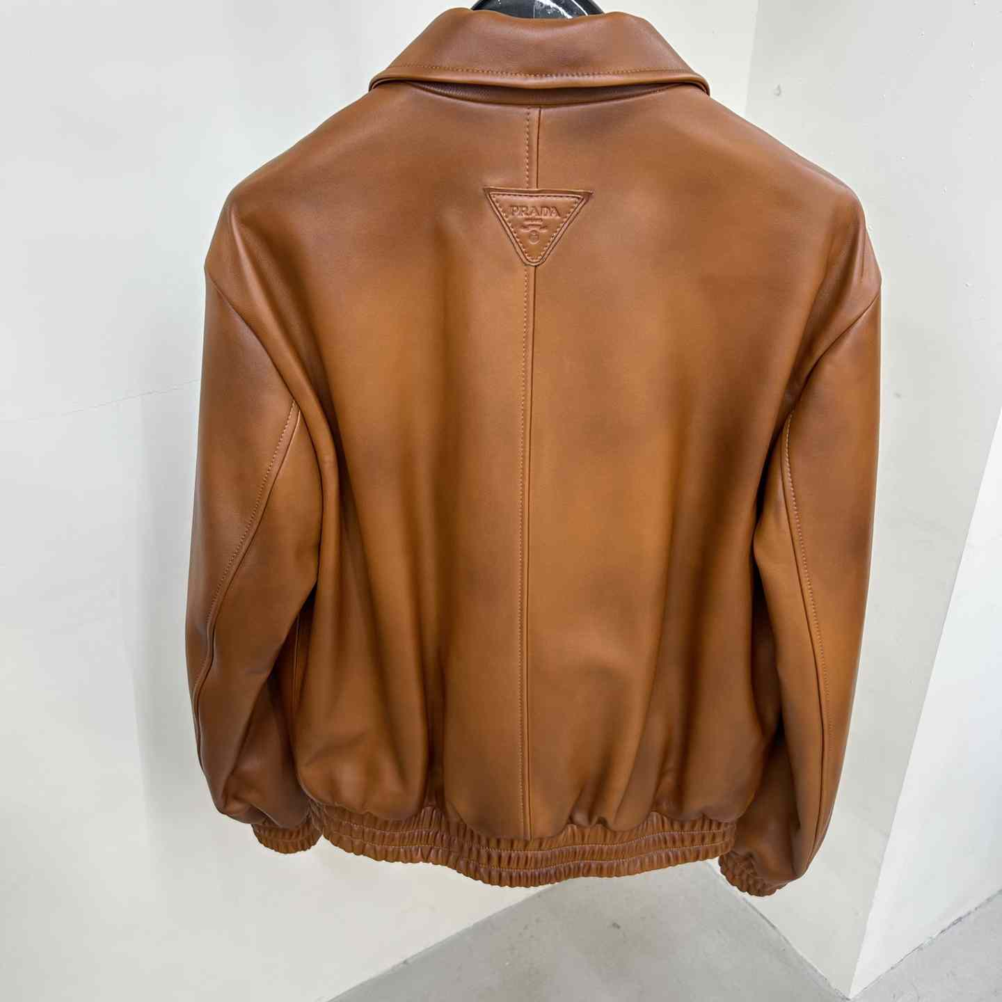 Prada Oversized Nappa Leather Bomber Jacket - DesignerGu