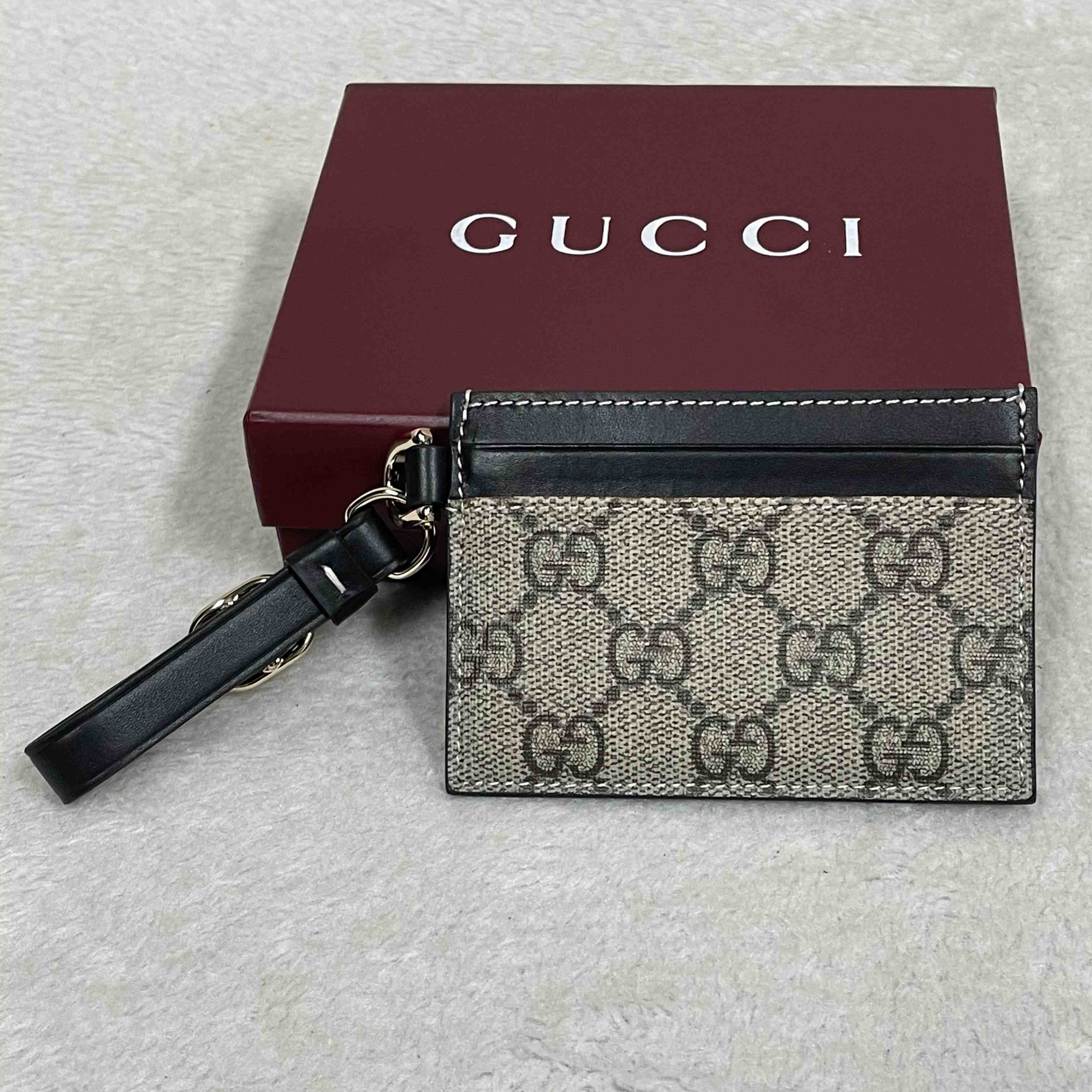 Gucci GG Emblem Card Case With Strap - DesignerGu