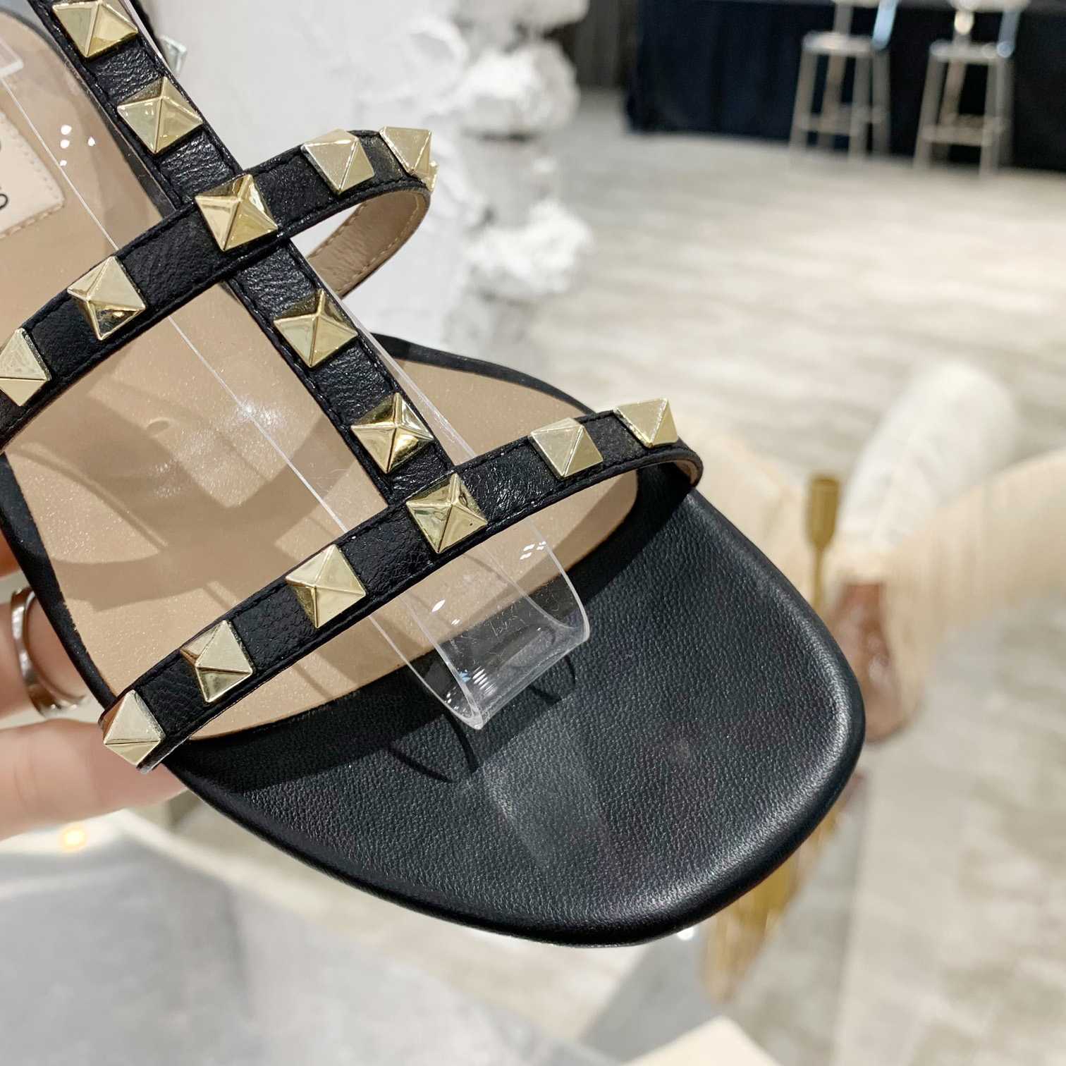 Valenti Rockstud Flat calfskin Sandal With Straps  - DesignerGu