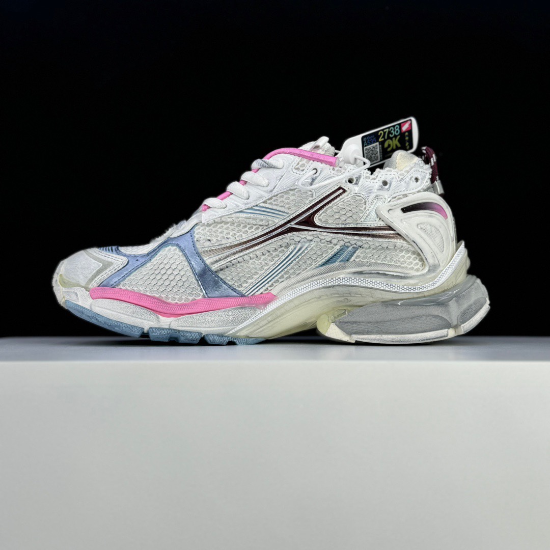 Balenciaga Runner Gradient Sneaker In White, Brown, Blue, Pink And Grey Mesh - DesignerGu
