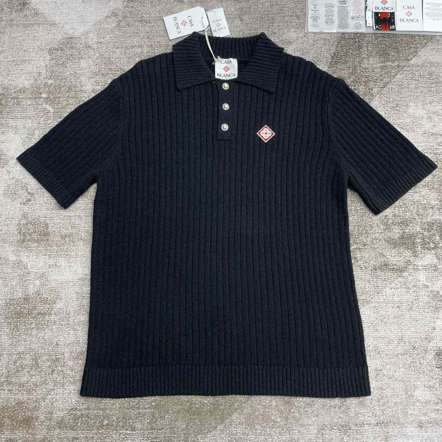 Casablanca Boucle Knit Polo Shirt   D0085 - DesignerGu