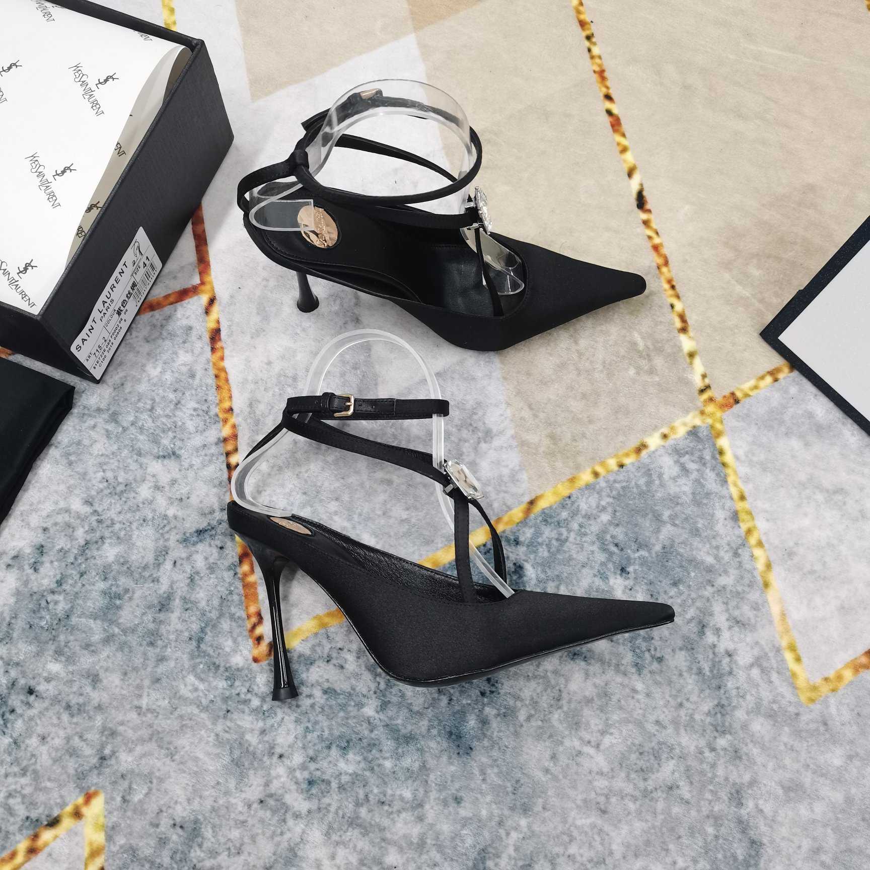 Saint Laurent Harlow Pumps In Satin Crepe And Crystals - DesignerGu