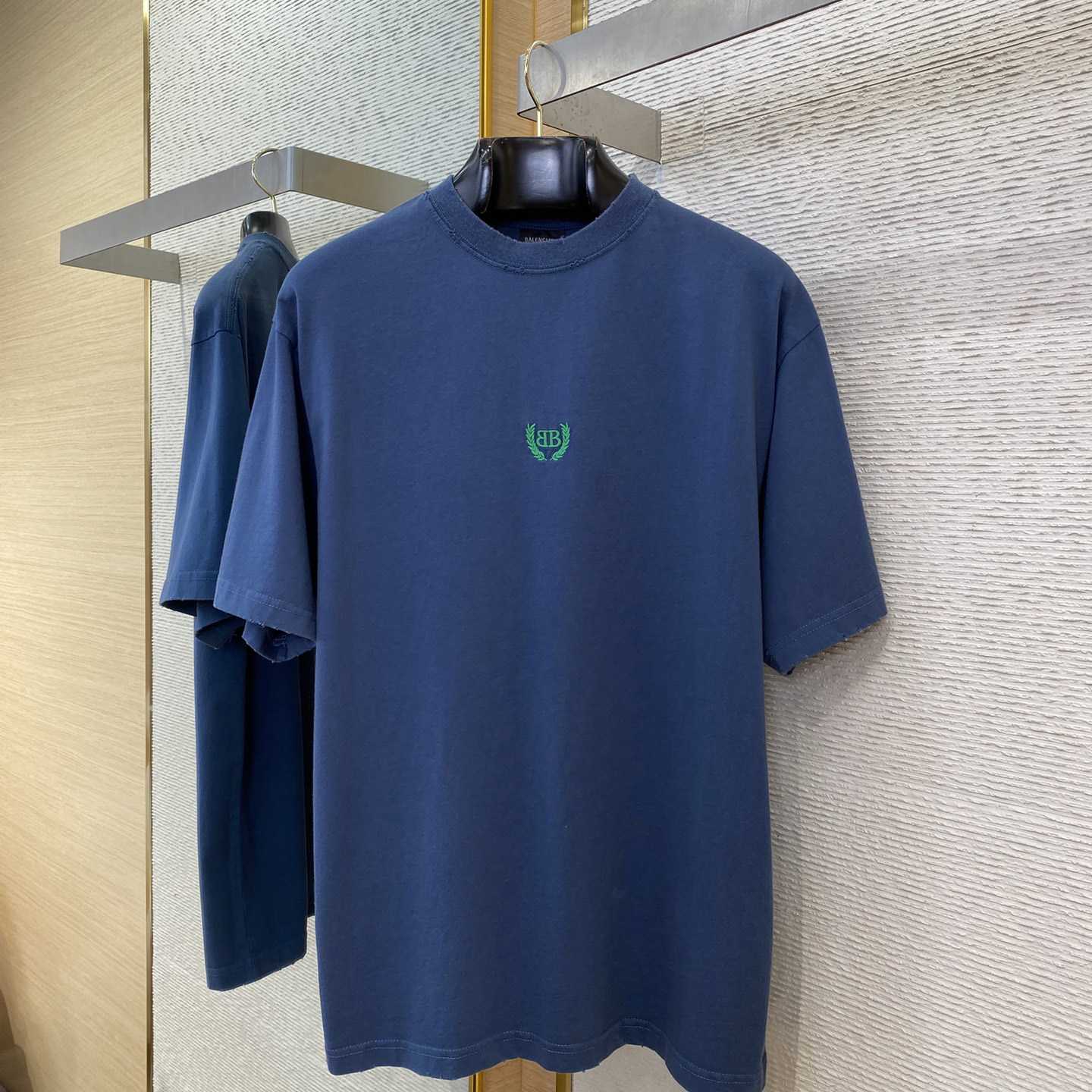 Balenciaga Men's Blue Logo T-shirt - DesignerGu