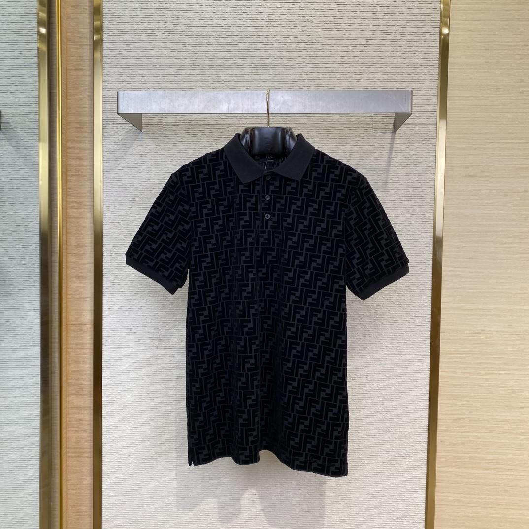 Fendi Black Jersey Polo Shirt - DesignerGu