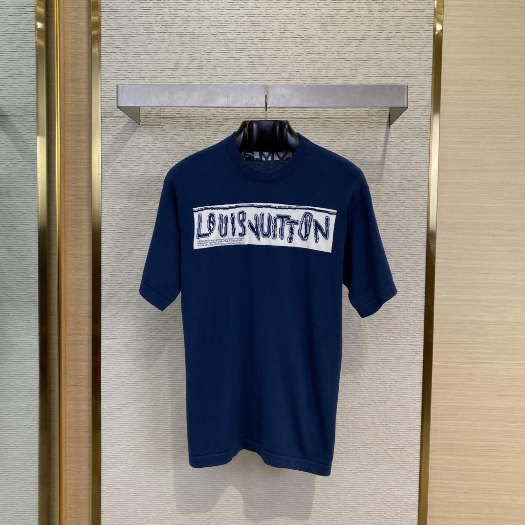 Louis Vuitton Short-Sleeved Cotton Crewneck   - DesignerGu