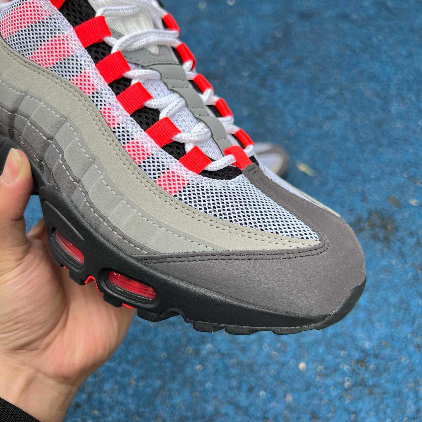 Nike Air Max 95 'White & Solar Red & Granite'   AT28 - DesignerGu