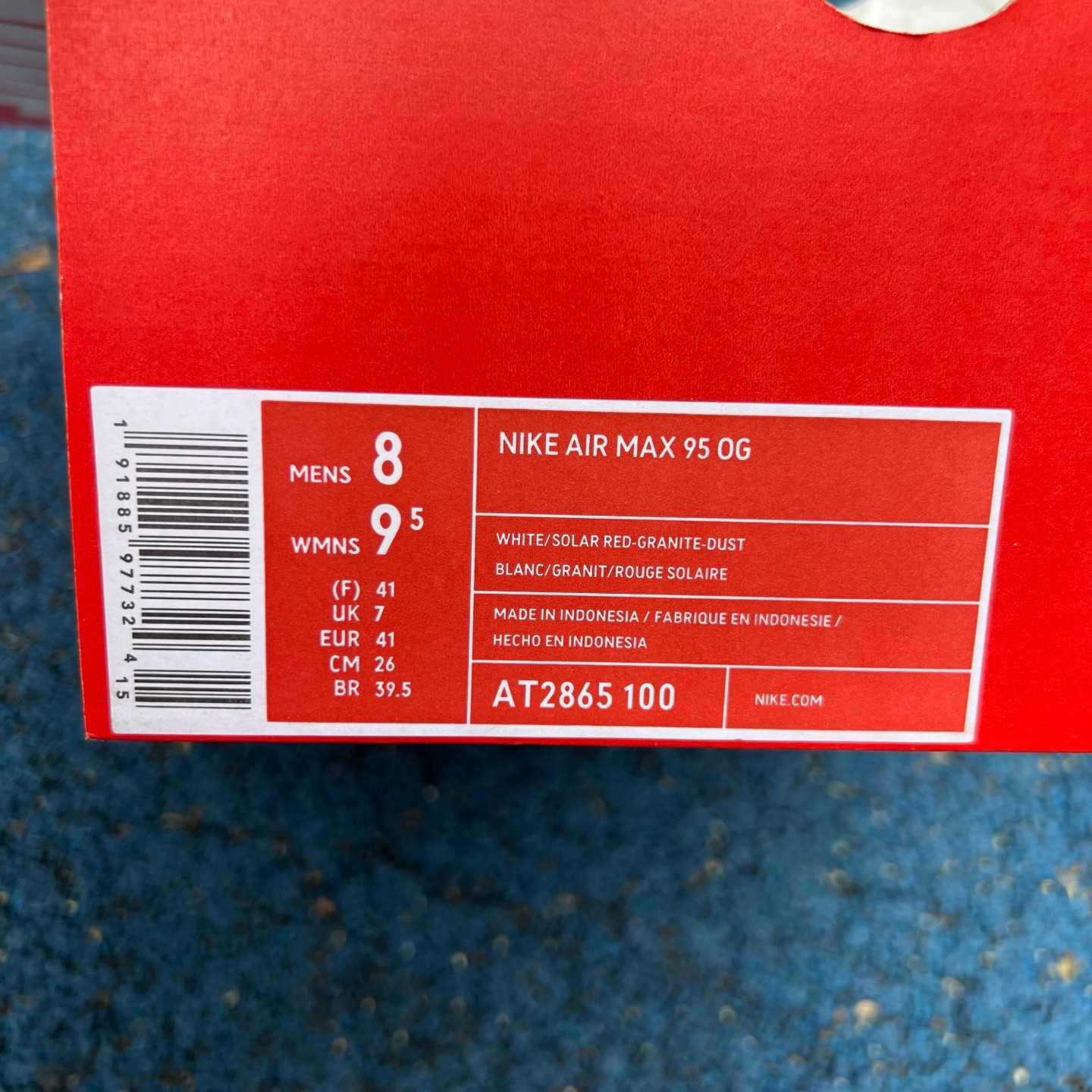 Nike Air Max 95 'White & Solar Red & Granite'   AT28 - DesignerGu