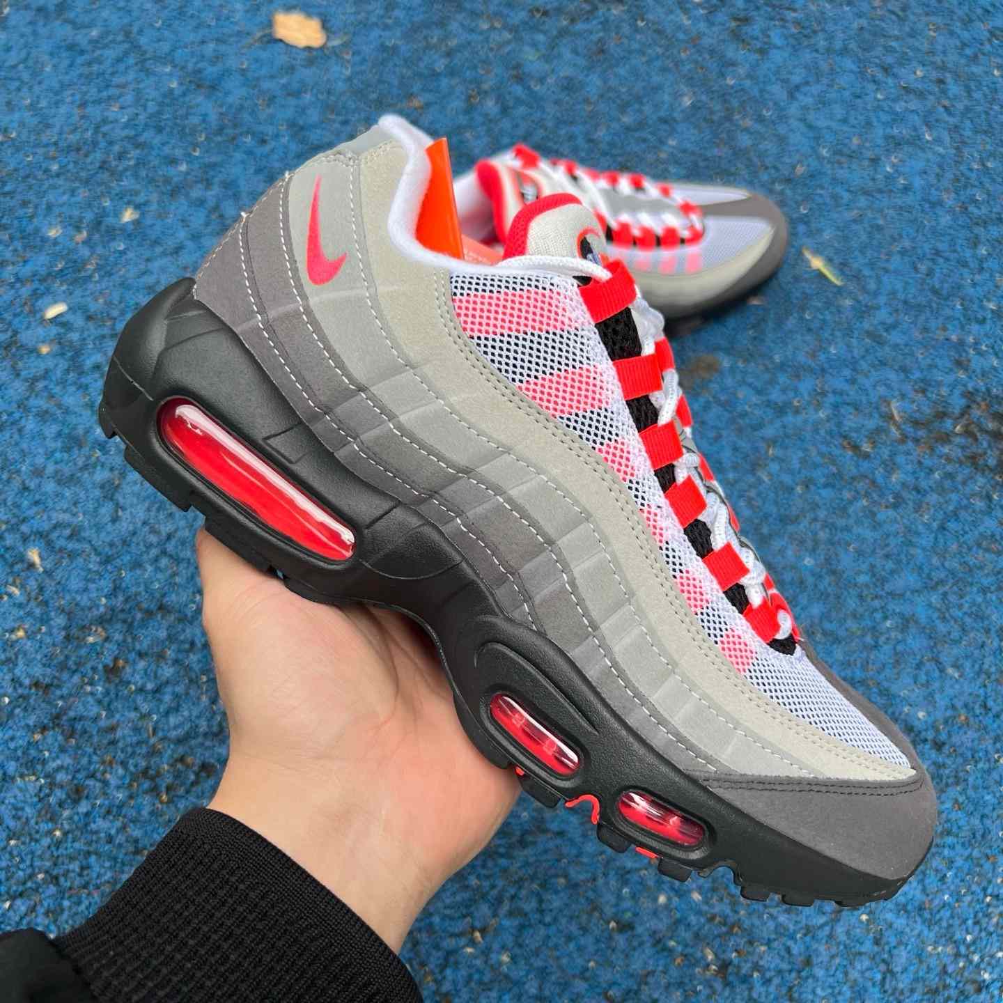 Nike Air Max 95 'White & Solar Red & Granite'   AT28 - DesignerGu