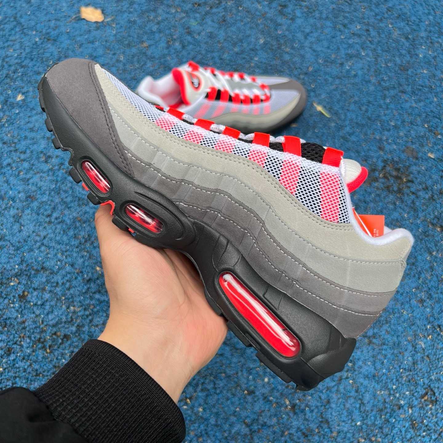 Nike Air Max 95 'White & Solar Red & Granite'   AT28 - DesignerGu