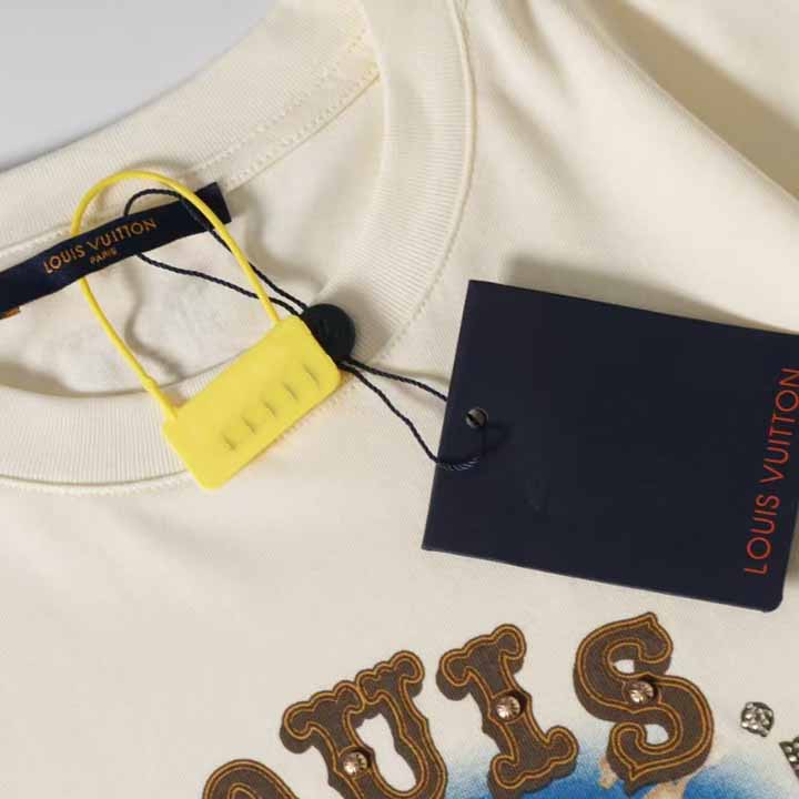 Louis Vuitton Graphic Cotton And Linen-Blend T-Shirt     1AFWUV - DesignerGu