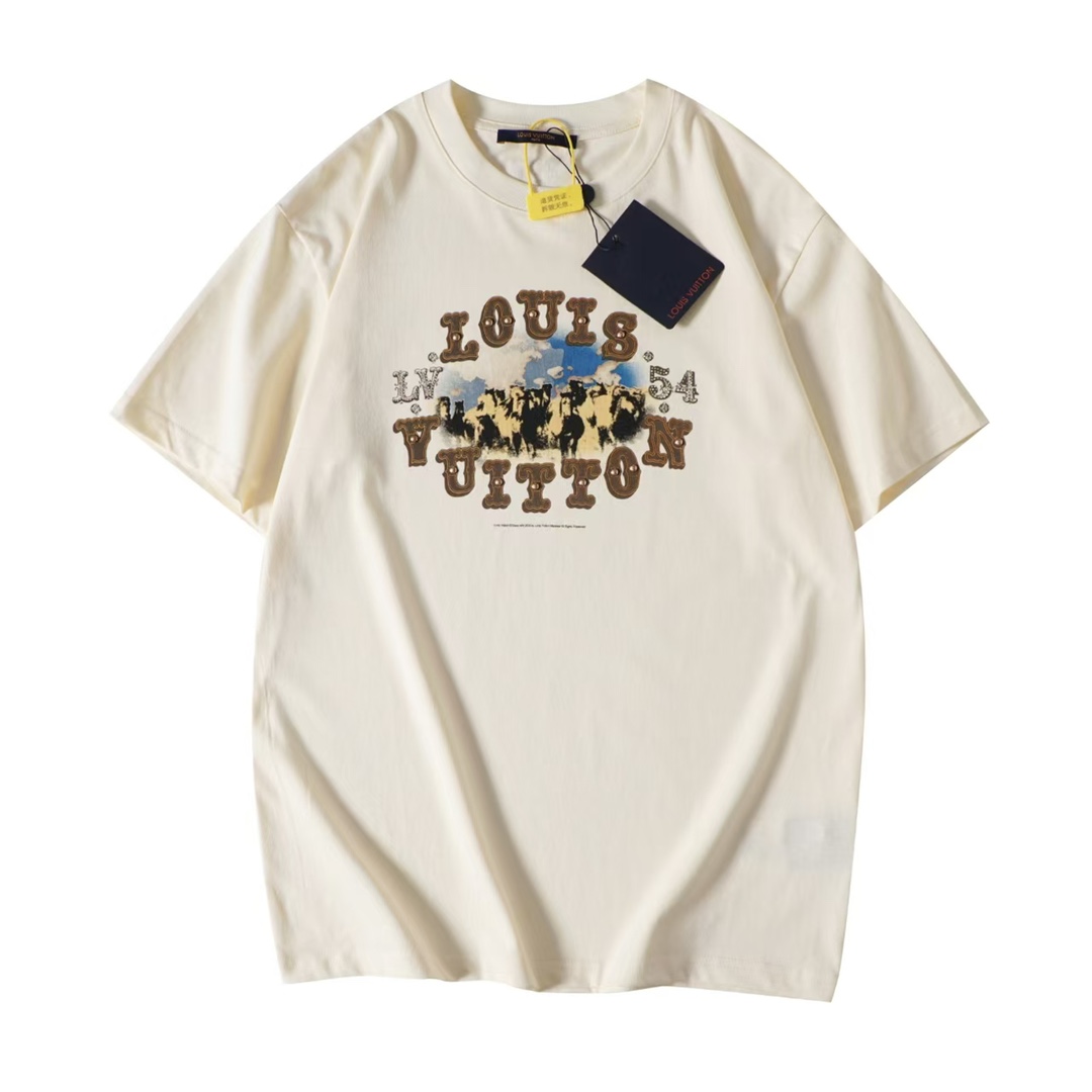 Louis Vuitton Graphic Cotton And Linen-Blend T-Shirt     1AFWUV - DesignerGu