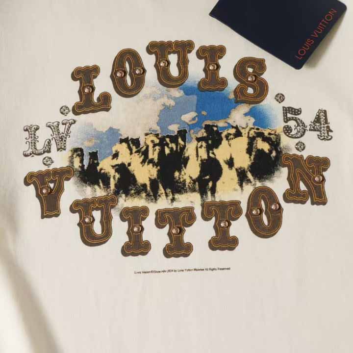 Louis Vuitton Graphic Cotton And Linen-Blend T-Shirt     1AFWUV - DesignerGu