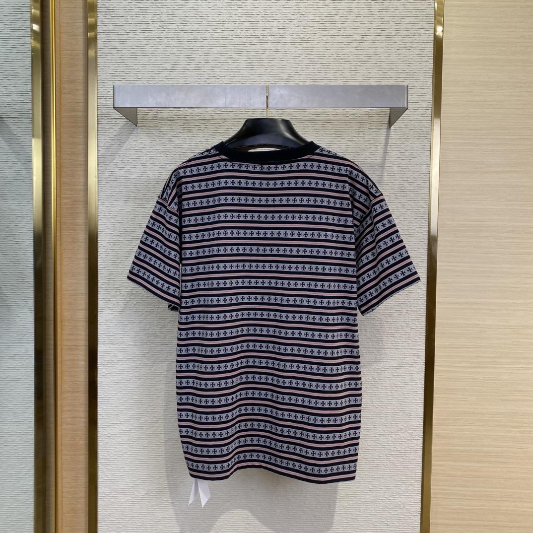 Chrome Hearts Script Logo Stripe Short Sleeve Tee - DesignerGu