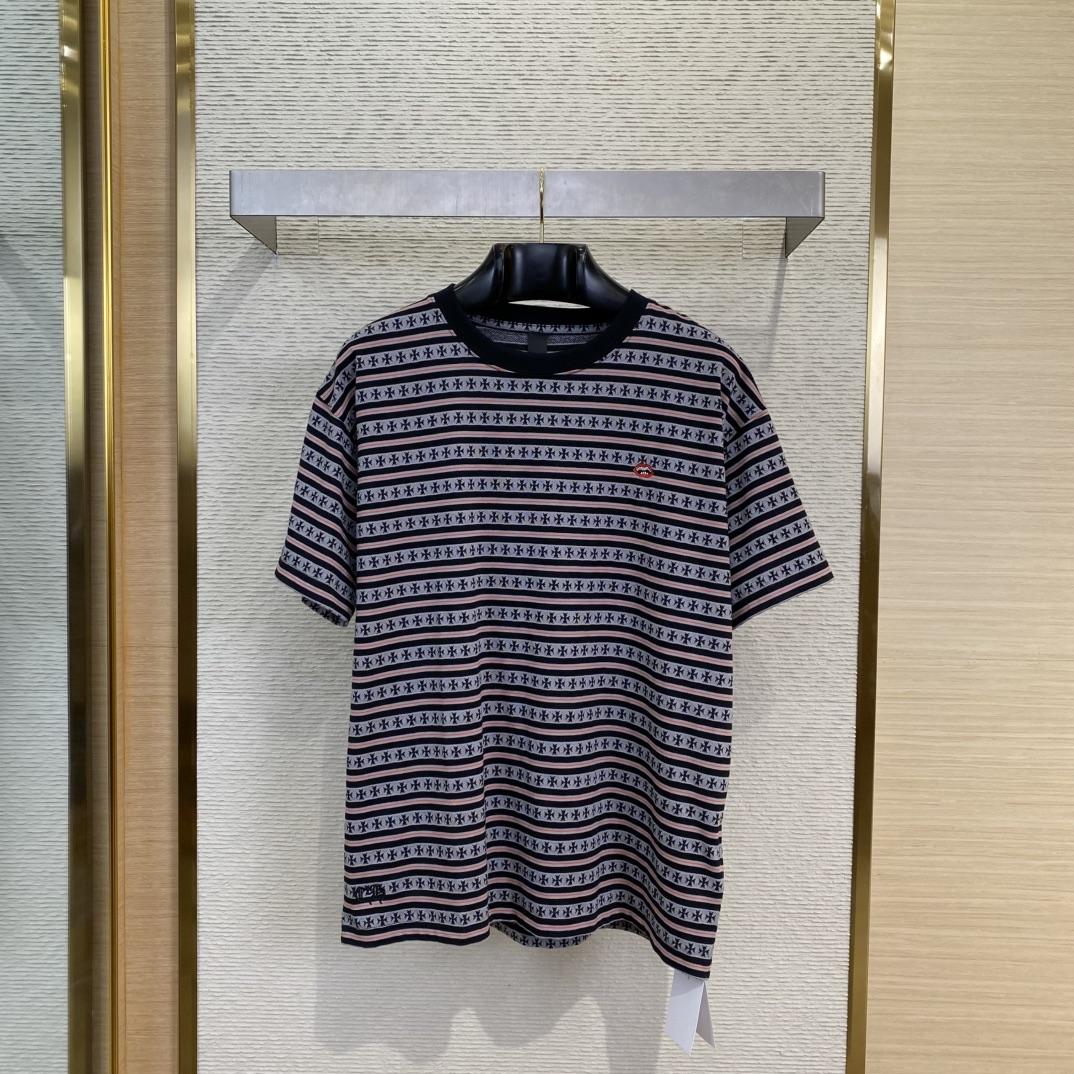 Chrome Hearts Script Logo Stripe Short Sleeve Tee - DesignerGu