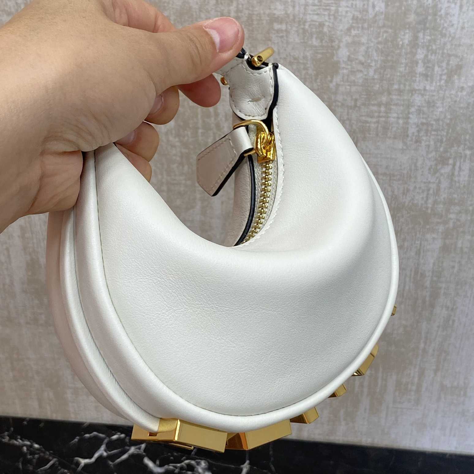 Fendi Fendigraphy Mini White Leather Mini Bag - DesignerGu