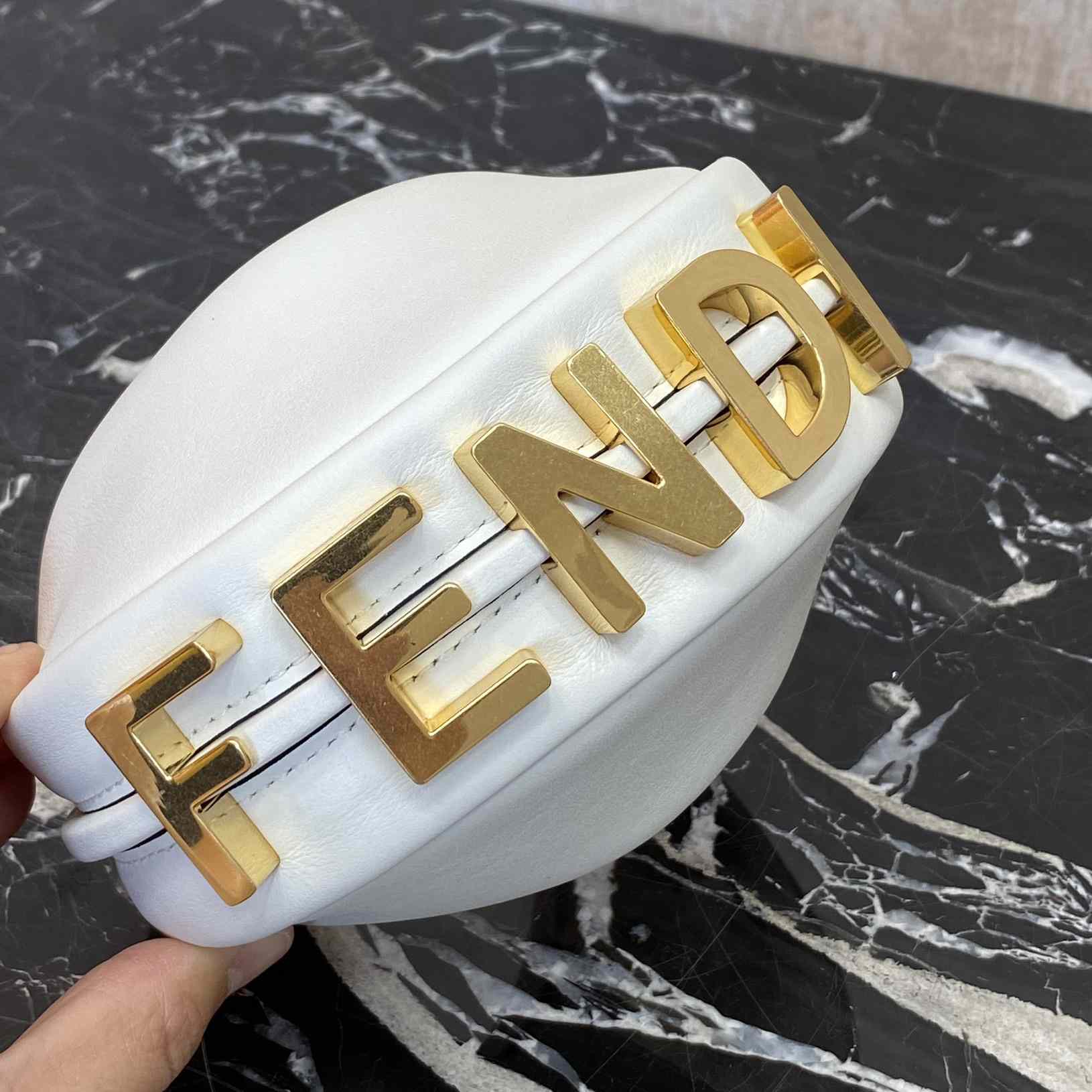 Fendi Fendigraphy Mini White Leather Mini Bag - DesignerGu