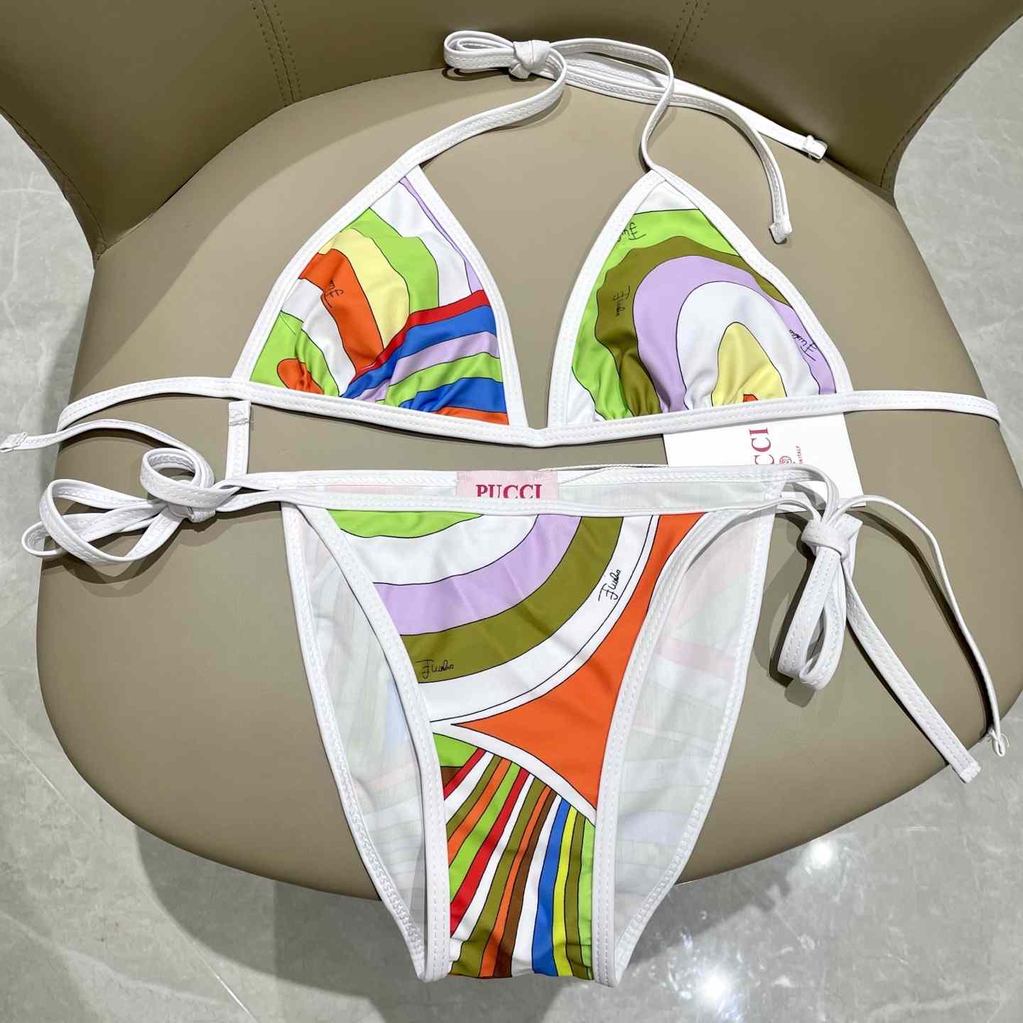 Pucci Iride-Print Bikini Top And Bikini Briefs - DesignerGu
