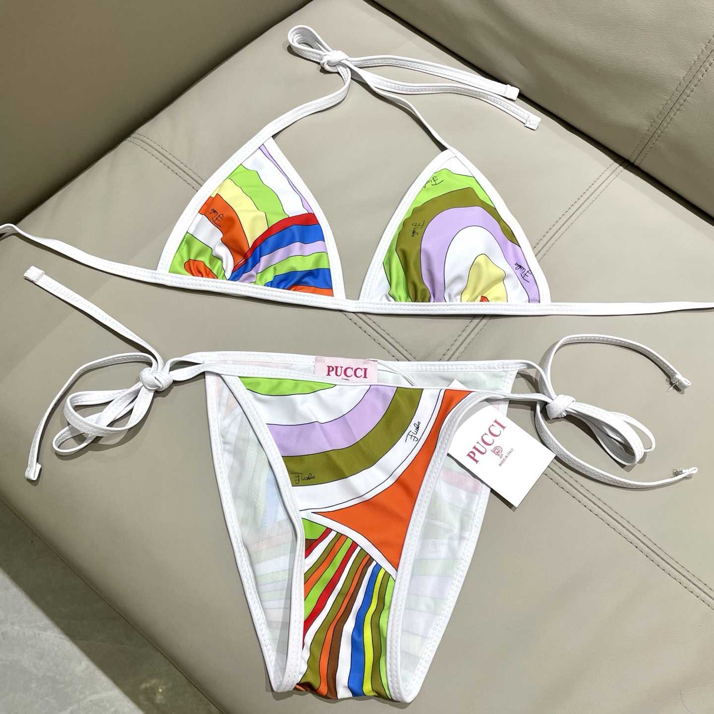 Pucci Iride-Print Bikini Top And Bikini Briefs - DesignerGu
