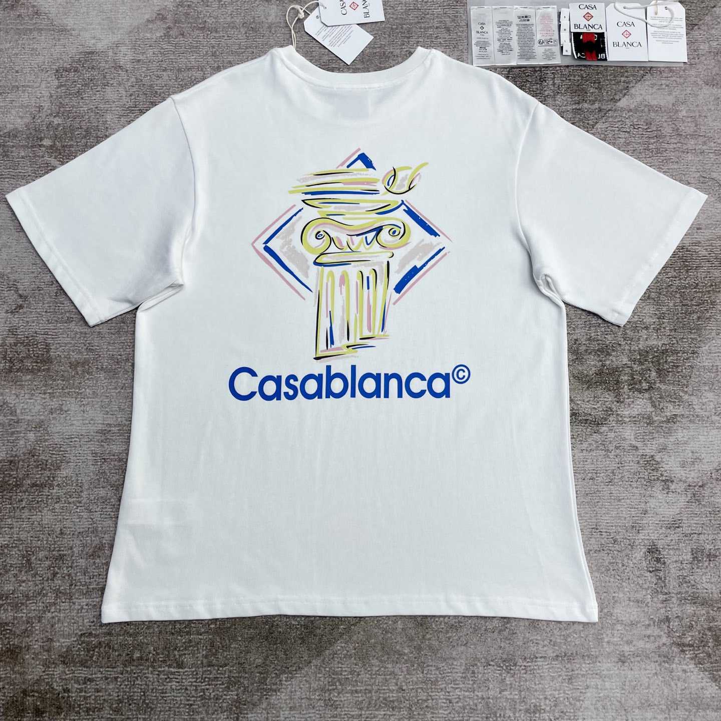 Casablanca White Diamond Column Printed T-Shirt   C952 - DesignerGu