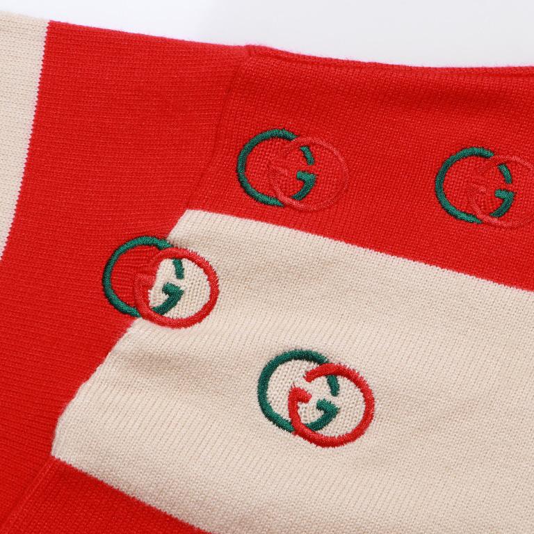 Gucci Logo Embroidered Striped Cotton Half-Placket Sweater - DesignerGu