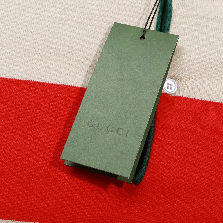 Gucci Logo Embroidered Striped Cotton Half-Placket Sweater - DesignerGu