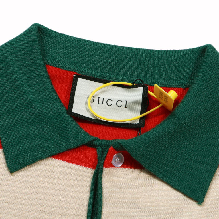 Gucci Logo Embroidered Striped Cotton Half-Placket Sweater - DesignerGu