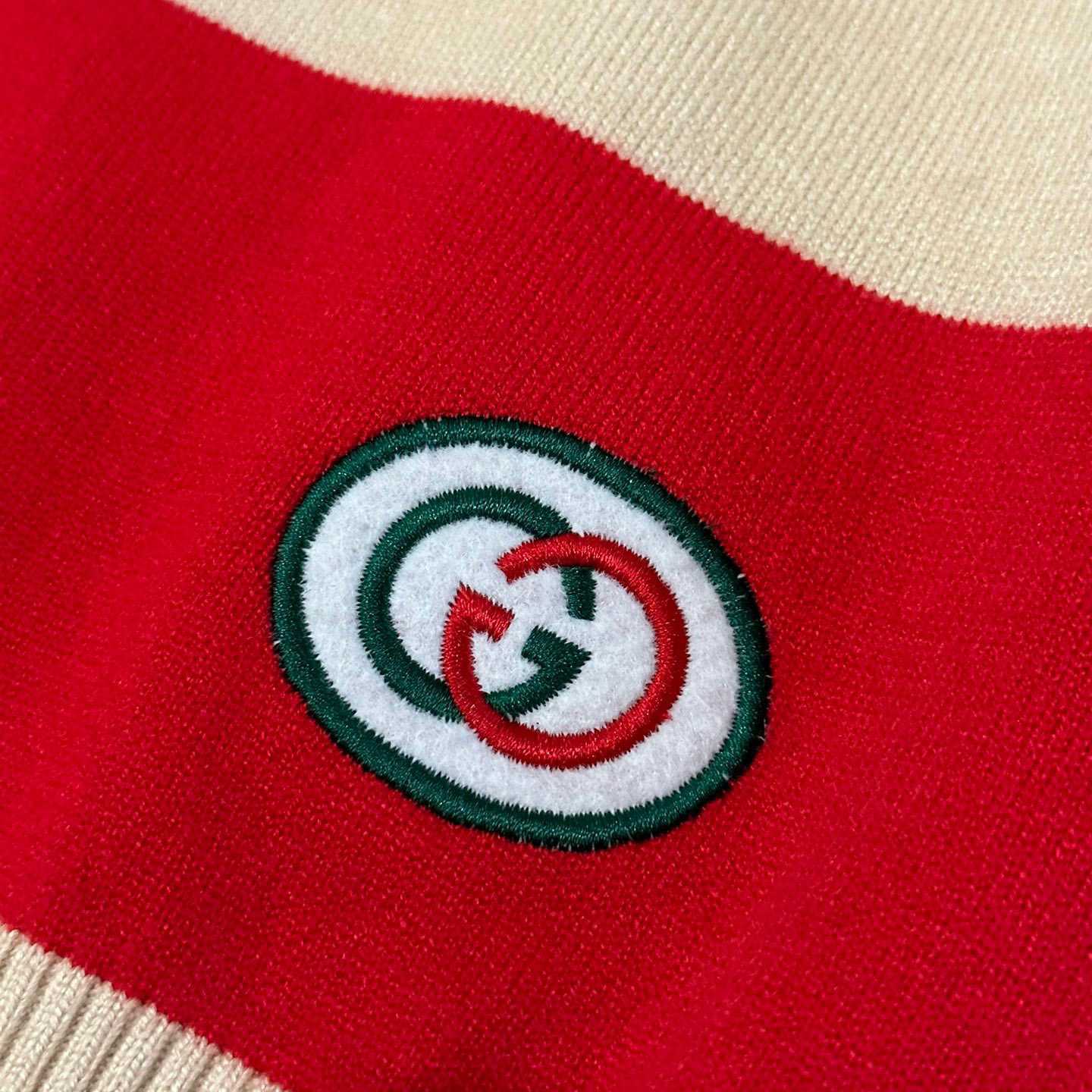 Gucci Logo Embroidered Striped Cotton Half-Placket Sweater - DesignerGu