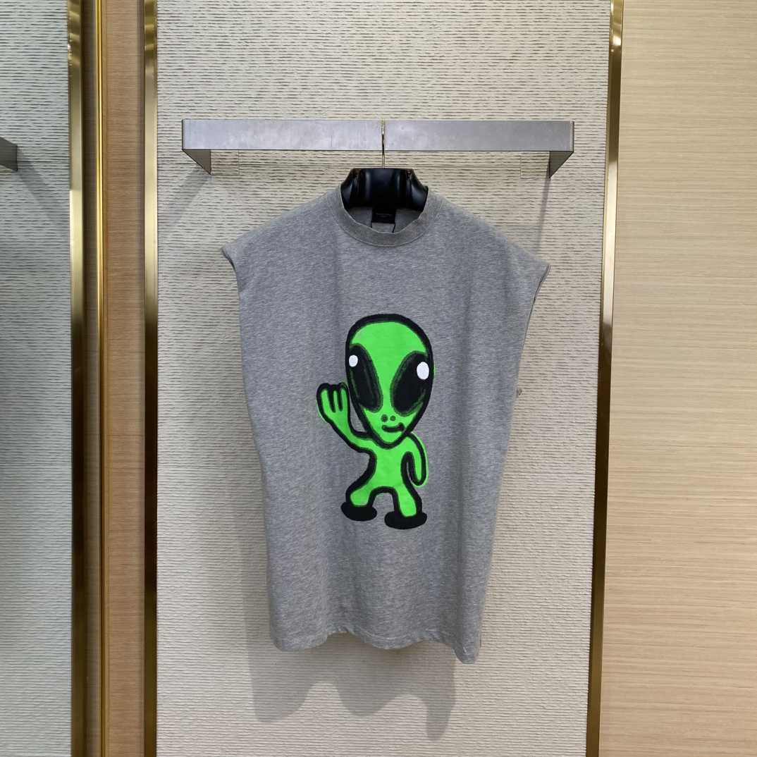 Balenciaga Hi There + Dripley Sleeveless T-Shirt In Heather Grey - DesignerGu