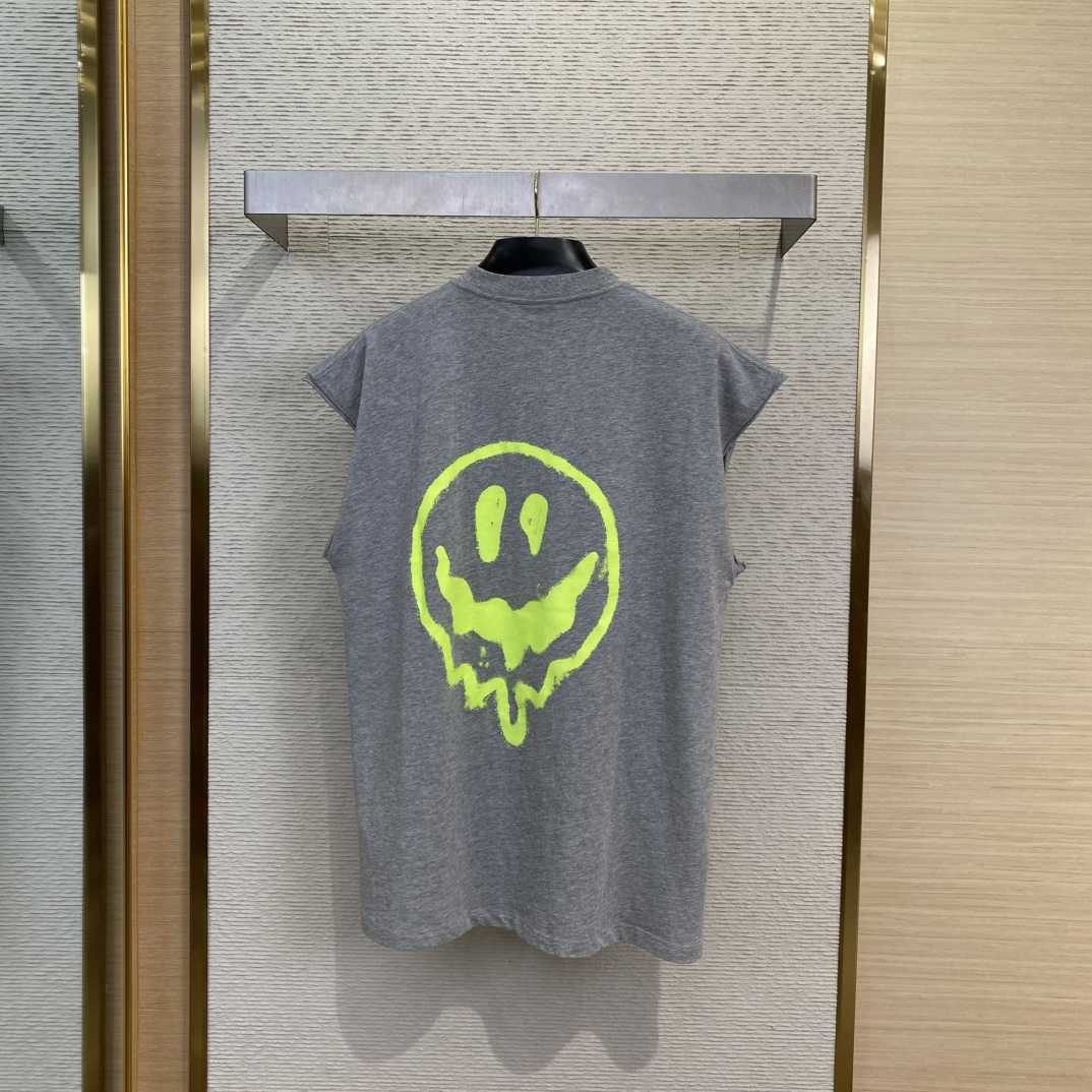 Balenciaga Hi There + Dripley Sleeveless T-Shirt In Heather Grey - DesignerGu