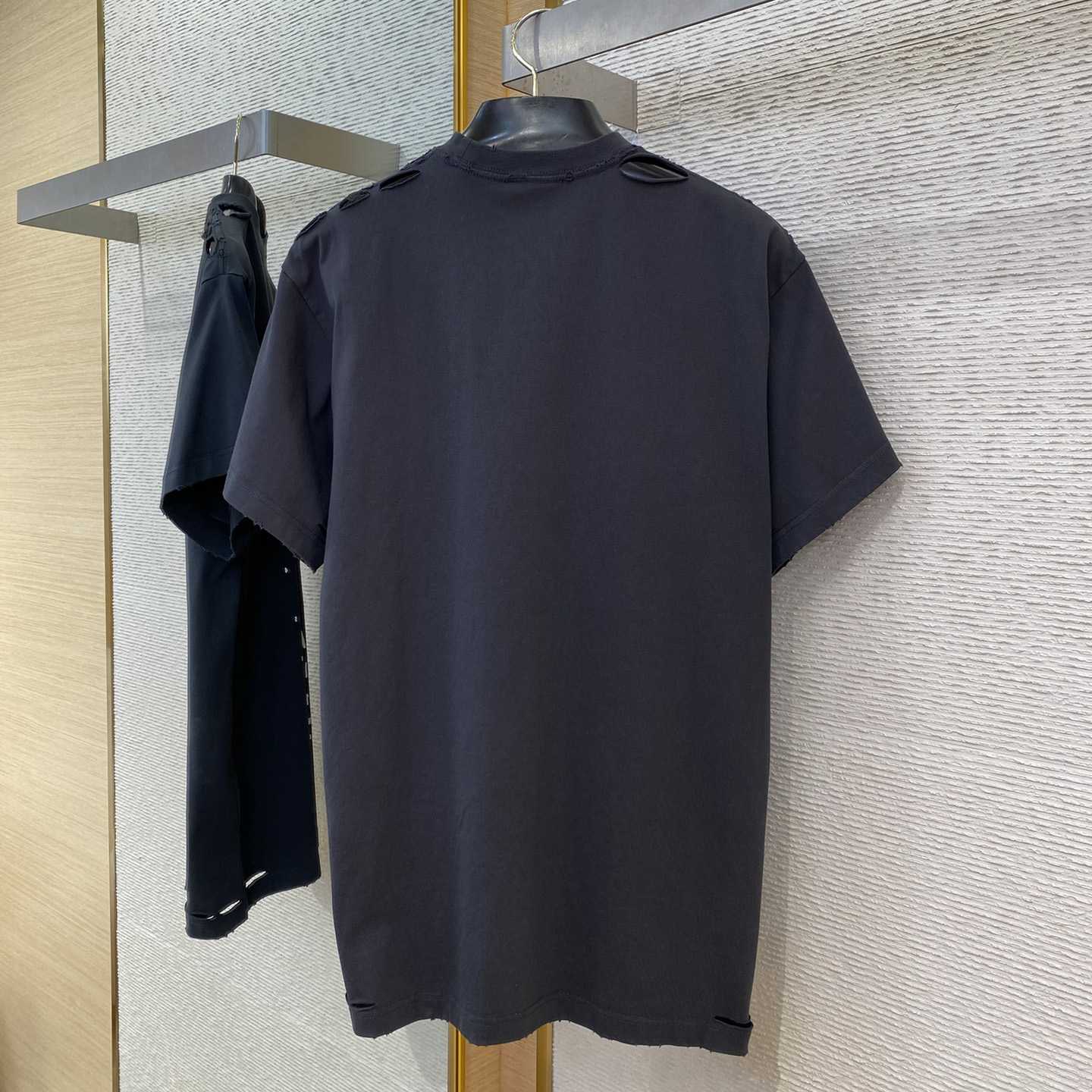 Balenciaga Eye Chart Distressed Oversize Cotton T-shirt - DesignerGu