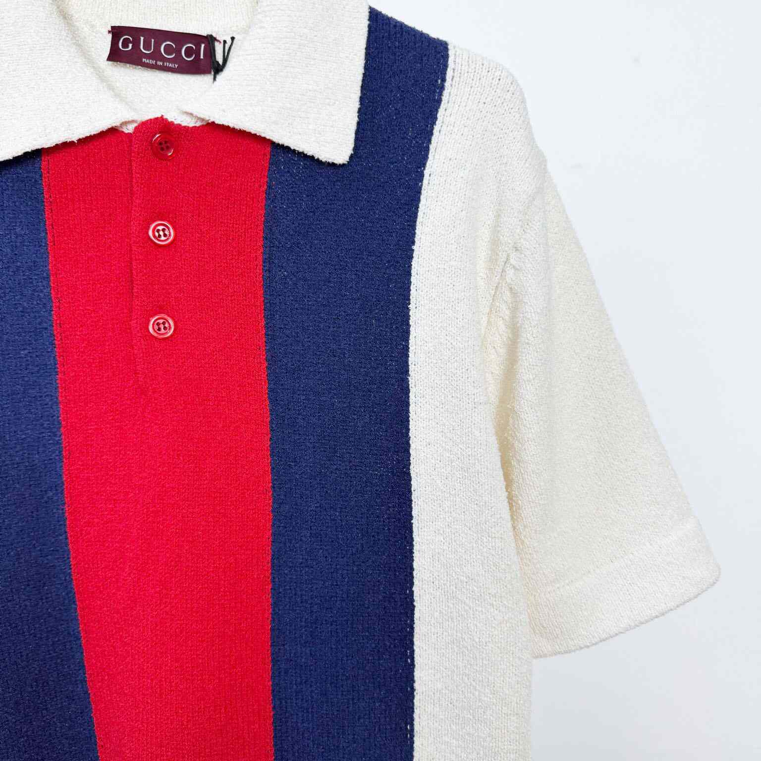 Gucci Cotton Blend Terry Knit Polo Shirt  - DesignerGu