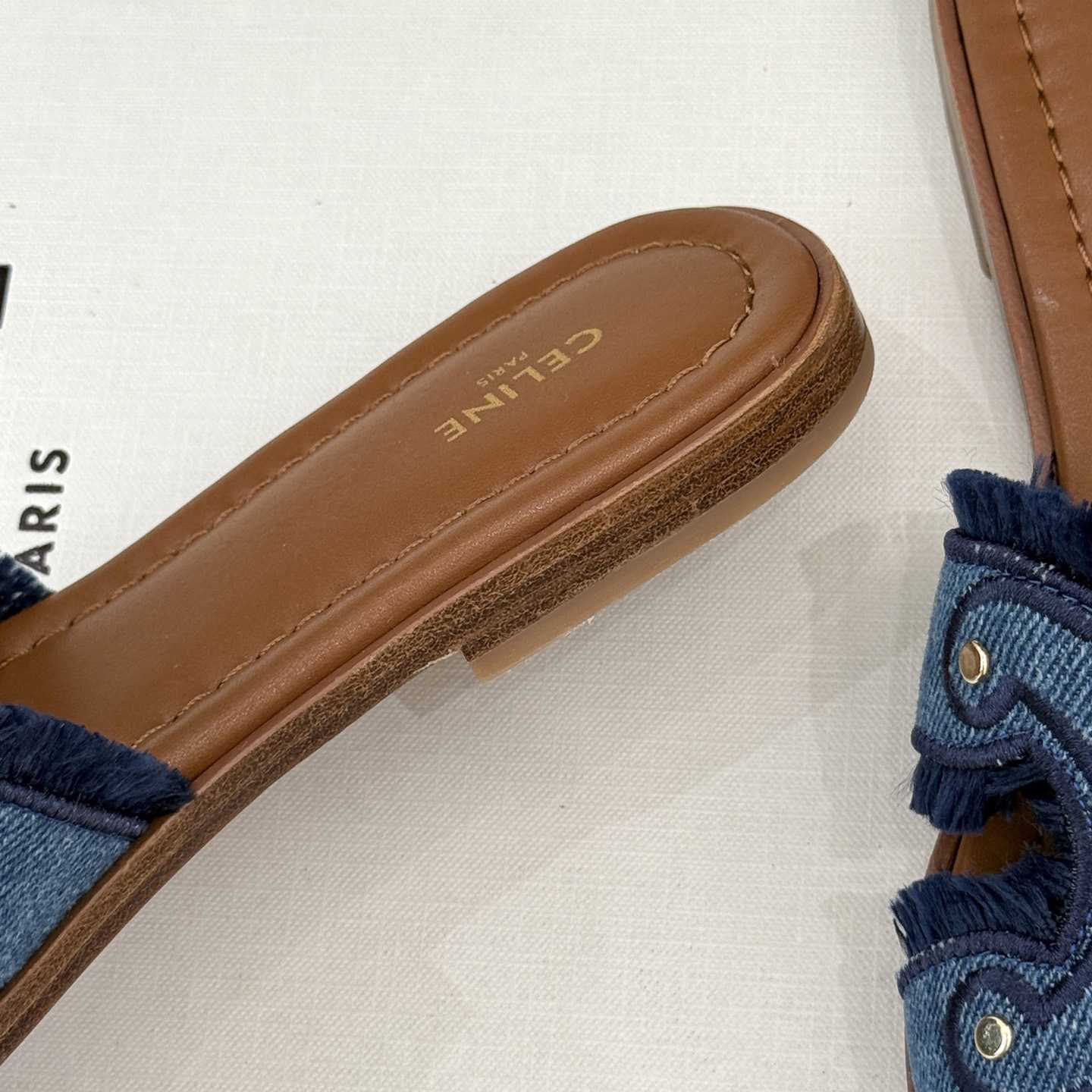 Celine Marina Fringed Mule In Denim  - DesignerGu