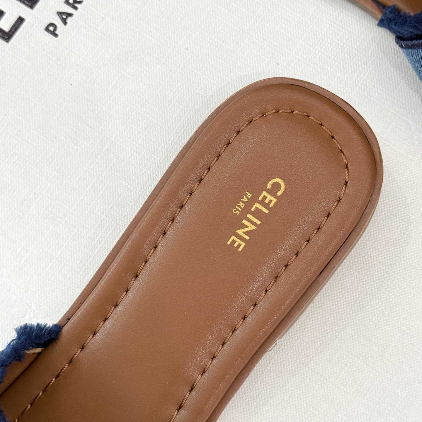 Celine Marina Fringed Mule In Denim  - DesignerGu