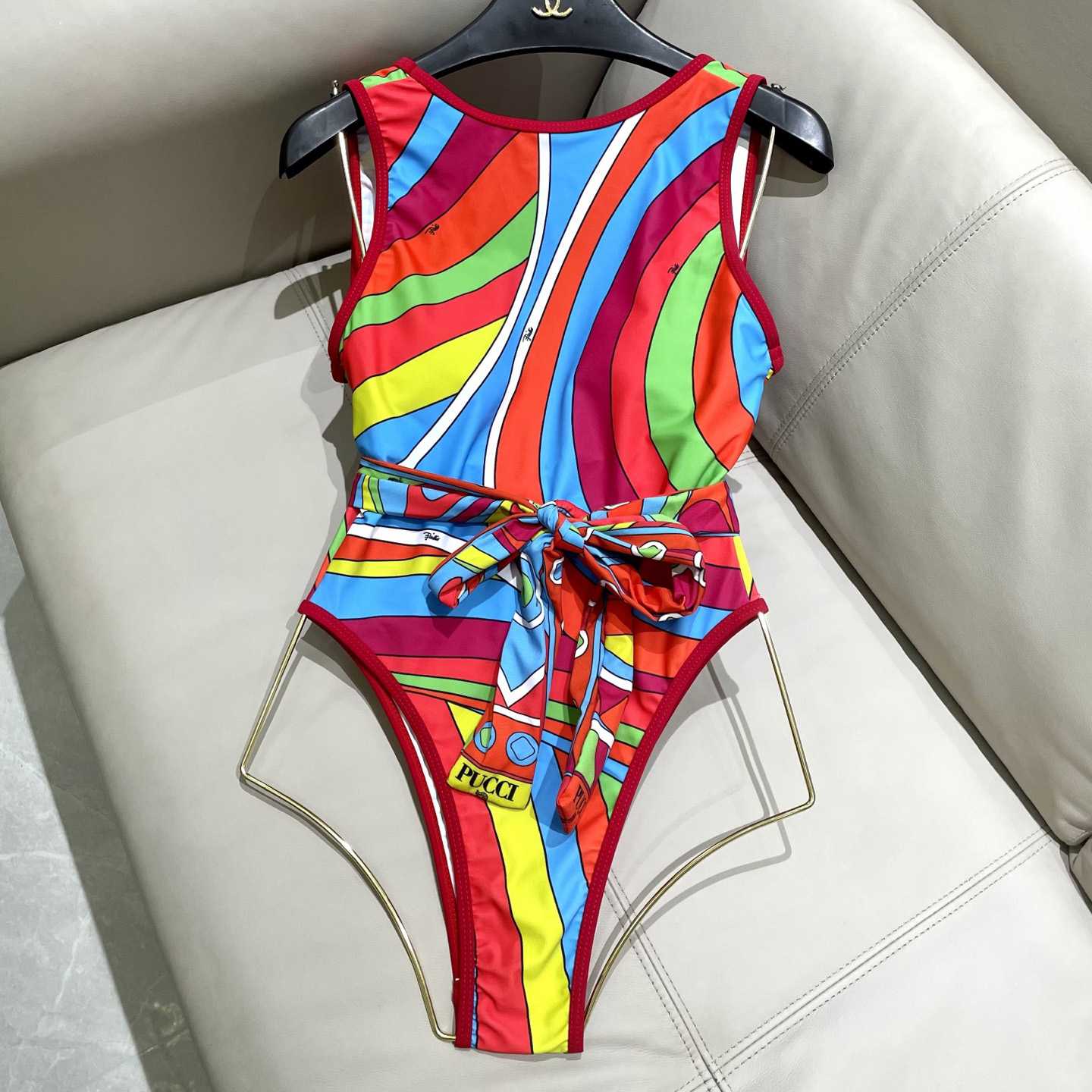 Pucci One-shoulder Embellished Printed Swimsuit  - DesignerGu