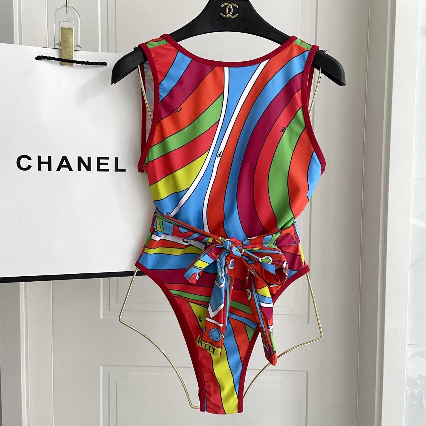 Pucci One-shoulder Embellished Printed Swimsuit  - DesignerGu