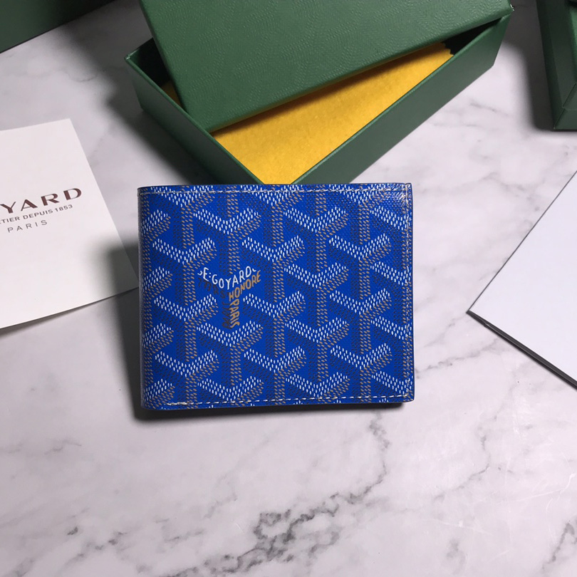 Goyard Short 8 Card Slots Billfold Wallet Blue - DesignerGu