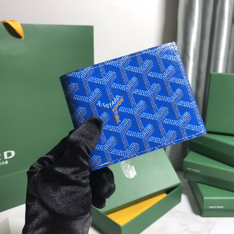 Goyard Short 8 Card Slots Billfold Wallet Blue - DesignerGu