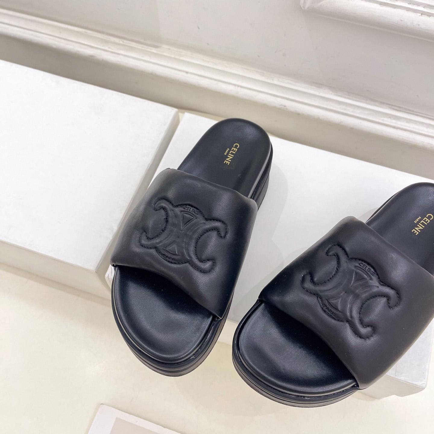 Celine Block Slide With Triomphe In Lambskin - DesignerGu