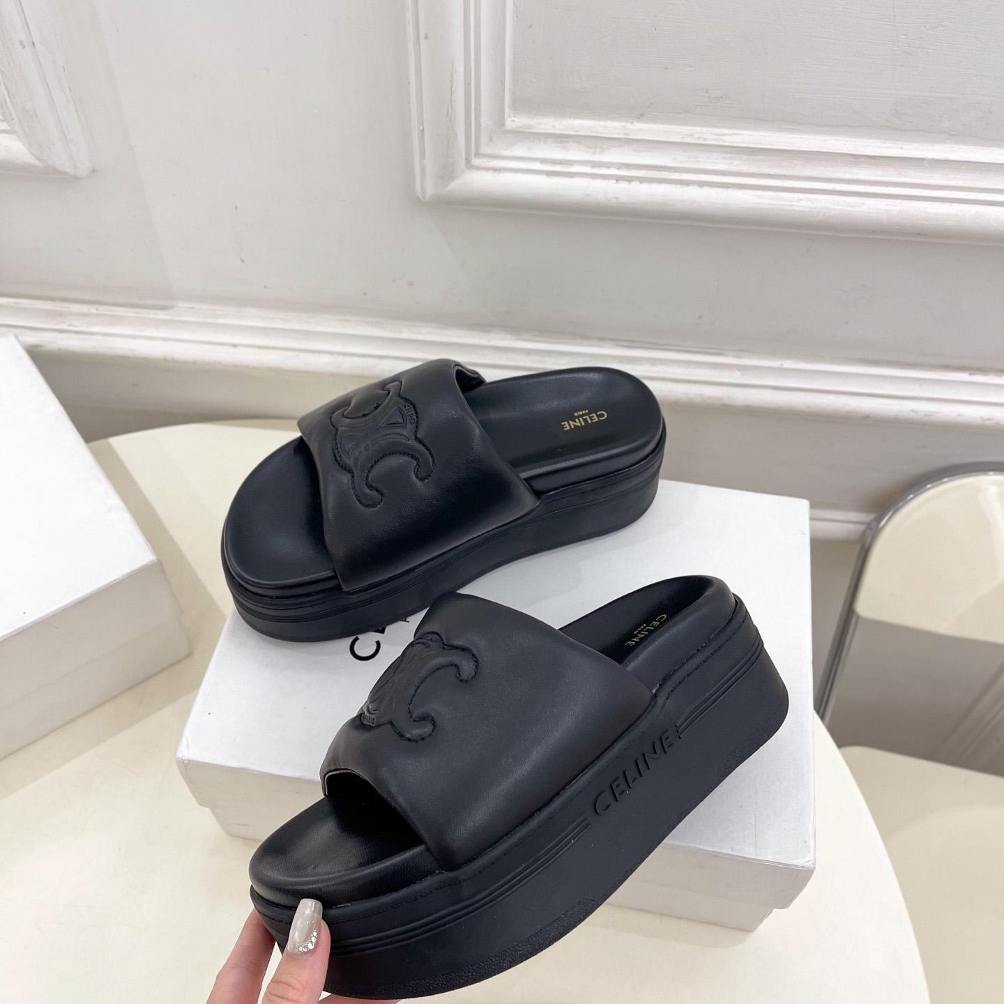 Celine Block Slide With Triomphe In Lambskin - DesignerGu