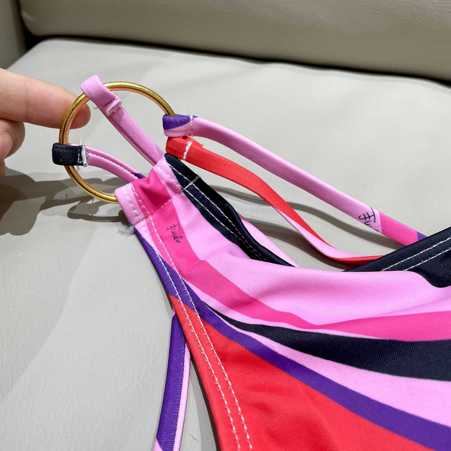 Pucci One-shoulder Embellished Printed Swimsuit  - DesignerGu