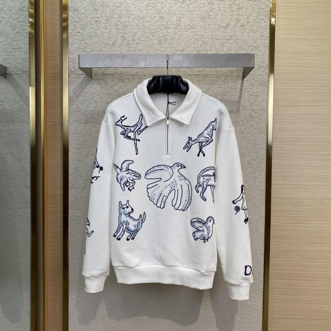 Dior Sweatshirt With Zipped Collar  - DesignerGu