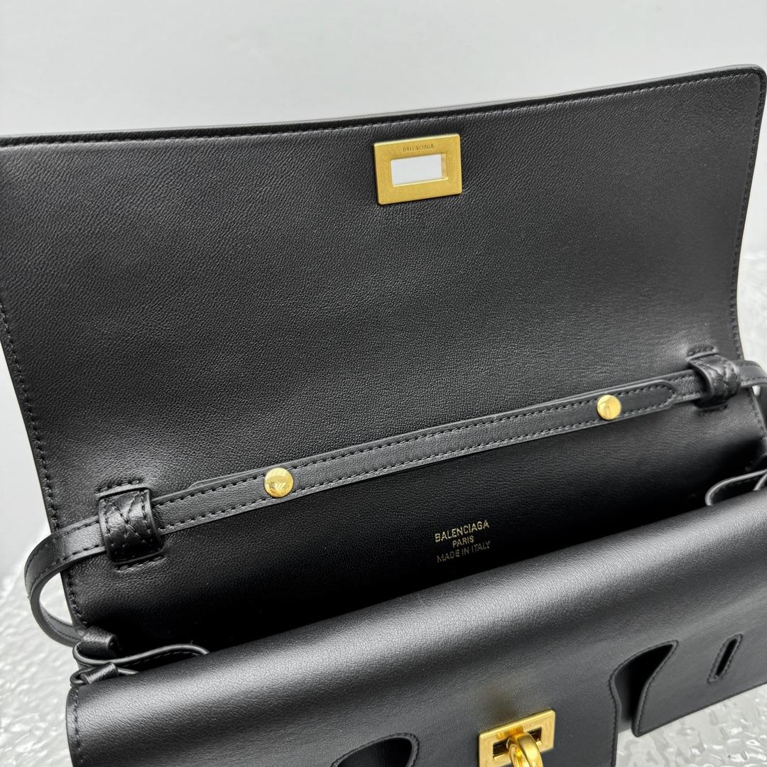 Balenciaga Bel Air Clutch On Strap Small In Black   - DesignerGu