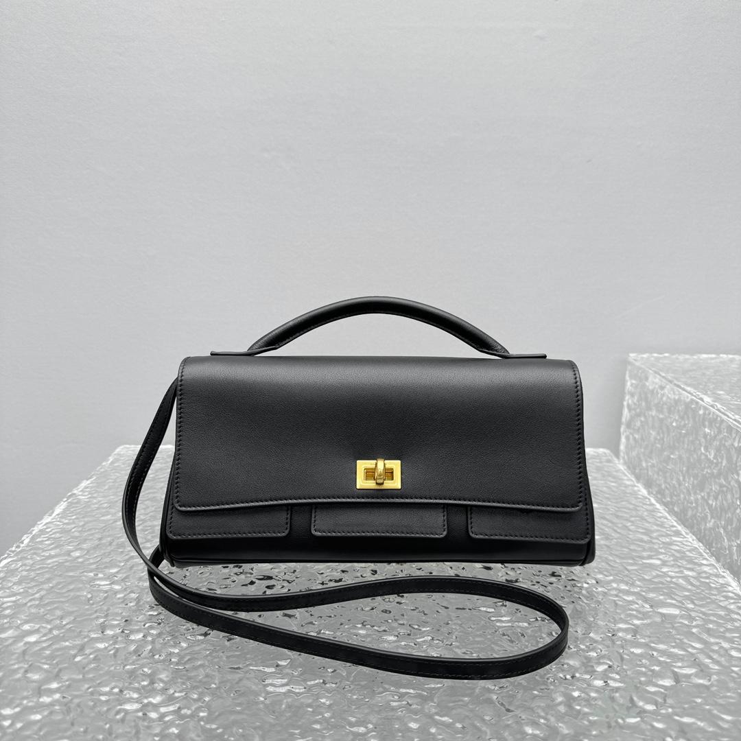 Balenciaga Bel Air Clutch On Strap Small In Black   - DesignerGu