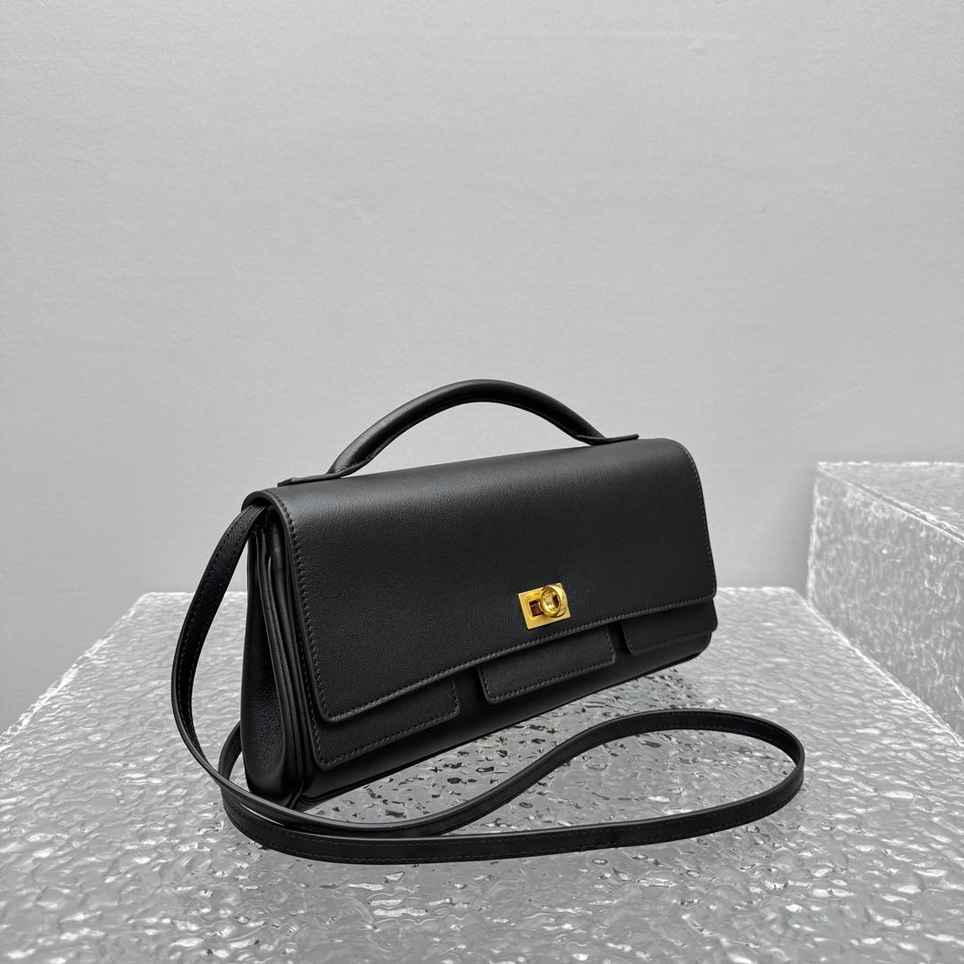 Balenciaga Bel Air Clutch On Strap Small In Black   - DesignerGu