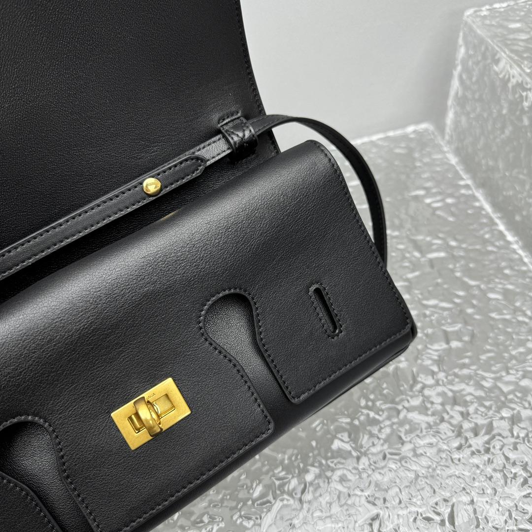 Balenciaga Bel Air Clutch On Strap Small In Black   - DesignerGu