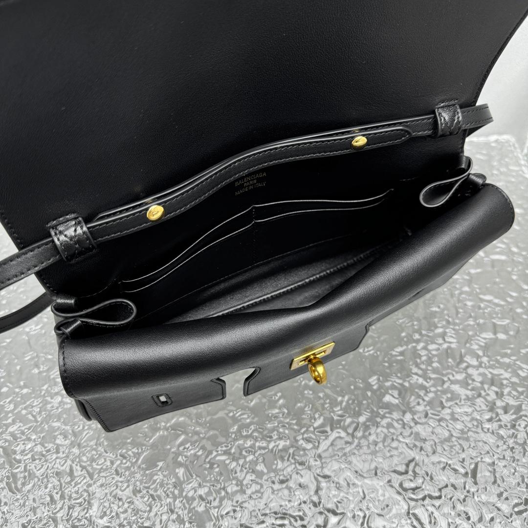 Balenciaga Bel Air Clutch On Strap Small In Black   - DesignerGu