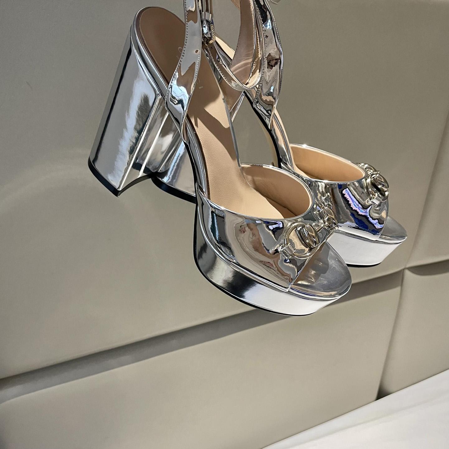 Gucci Silver Leather Sandals    11cm - DesignerGu