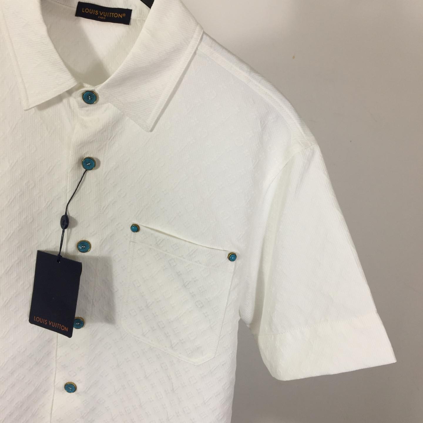 Louis Vuitton Monogram Short-Sleeved Cotton Shirt   - DesignerGu