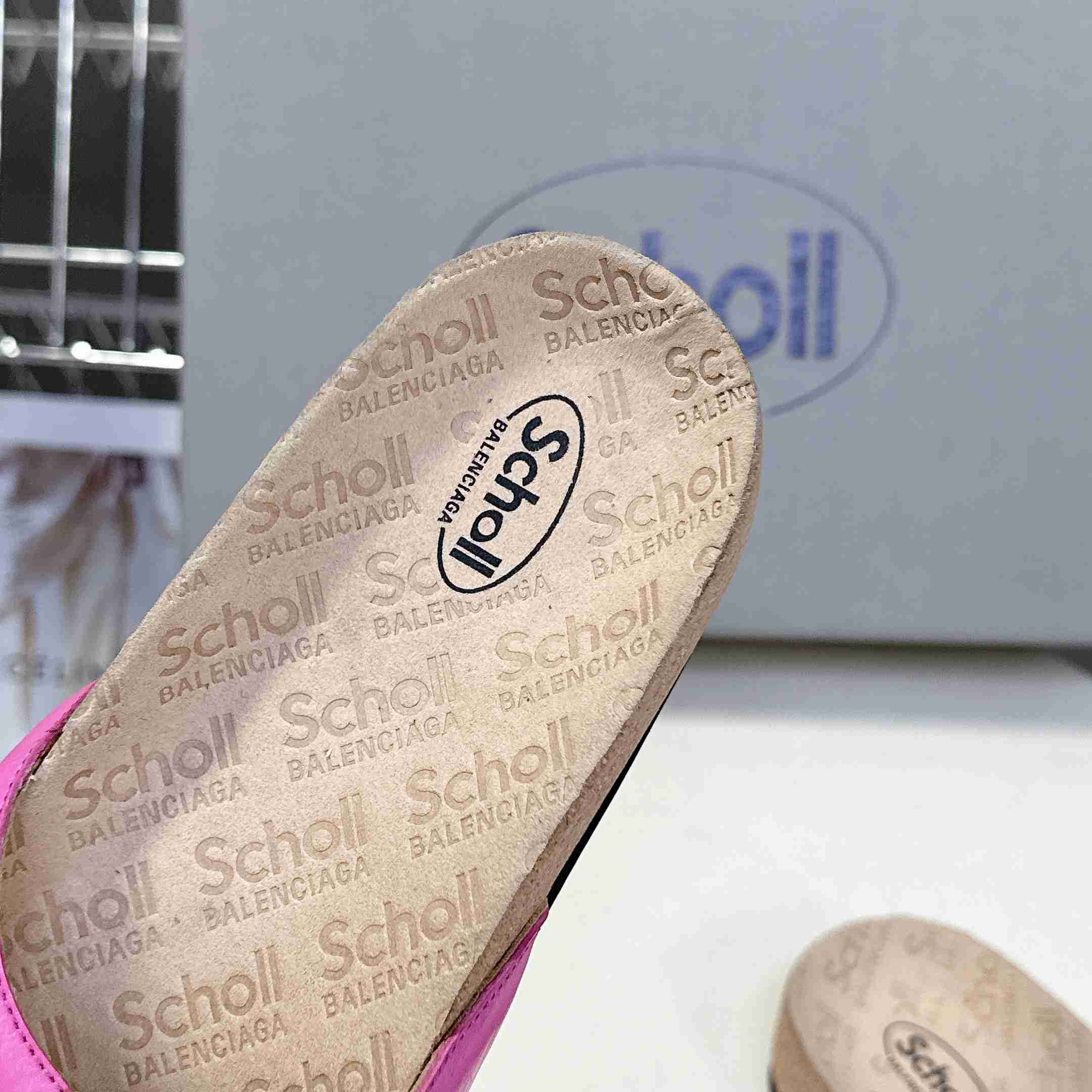 Balenciaga Scholl Flat Sandal In Glossy Pink - DesignerGu